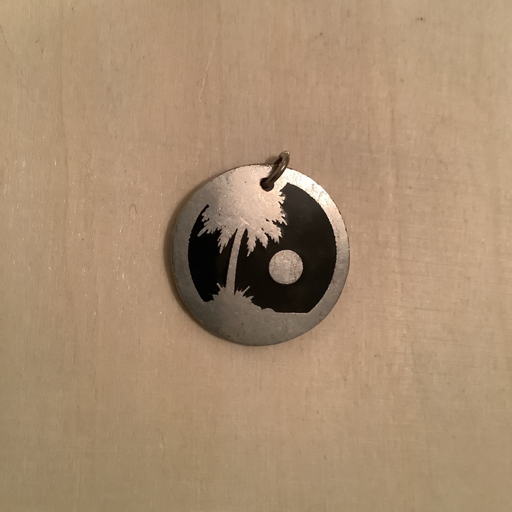 New vintage tropical steel enamel pendant